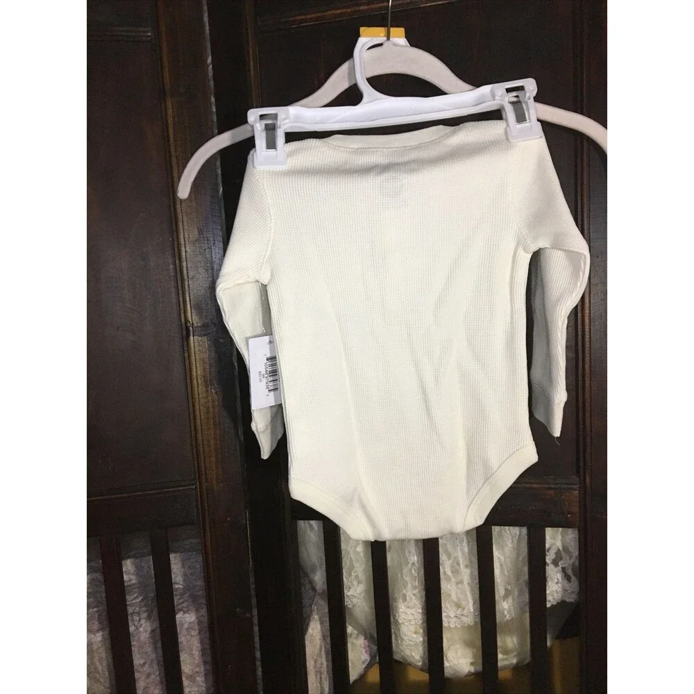 Planet Cotton Size 9M Thermal Henley Bodysuit in Ivory